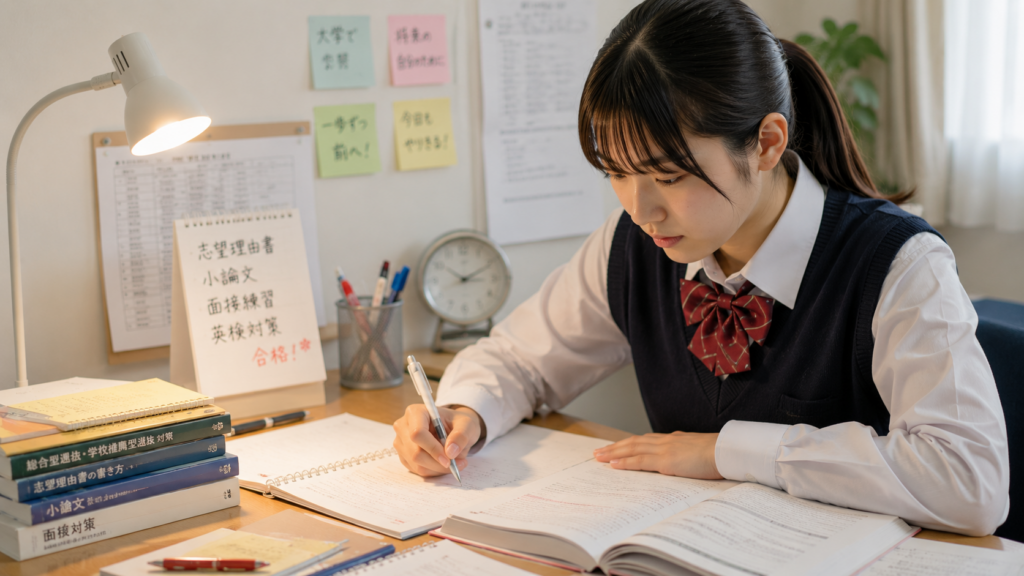 大学受験勉強をする高校生